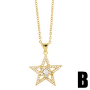 (B)occidental style brief small fresh temperament Five-pointed star necklace fashion samll star clavicle chainnk