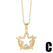 (C)occidental style brief small fresh temperament Five-pointed star necklace fashion samll star clavicle chainnk