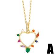 (A)occidental style  personality fashion embed color zircon love cross necklace clavicle chainnk