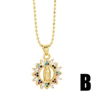 (B)occidental style  personality fashion embed color zircon love cross necklace clavicle chainnk
