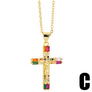 (C)occidental style  personality fashion embed color zircon love cross necklace clavicle chainnk