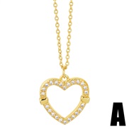 (A)occidental style brief personality hollow diamond love necklace woman heart-shaped Peach heart pendant clavicle cha