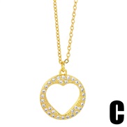 (C)occidental style brief personality hollow diamond love necklace woman heart-shaped Peach heart pendant clavicle cha