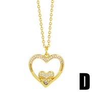 (D)occidental style brief personality hollow diamond love necklace woman heart-shaped Peach heart pendant clavicle cha