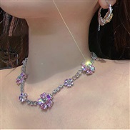 ( necklace  Pink)diamond resin love flowers necklace Korea small fresh clavicle chain brief fashion