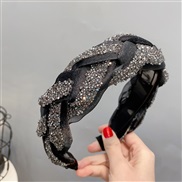 ( black)width fully-jewelled twisted Headband high Headband diamond belt head buckle