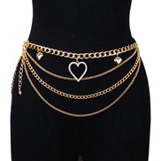 ( Gold Set in drillpeach heart  ) chain woman chain belt ornament skirt sweater diamond love samll wind Cowboy chain
