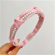 ( Pink Pearl )Korea transparent Headband pure color sweet lovely woman wind Pearl HeadbandF