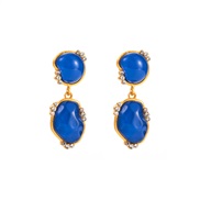 ( blue)silver retro temperament color earrings woman fashion Alloy diamond earring Tyrant gold earrings