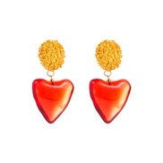 ( red)occidental styleins earrings Alloy embed translucent love resin earring temperament exaggerating Earring