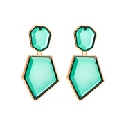 ( green)same style occidental style fashion Irregular Alloy embed resin earring exaggerating temperament geometry brief