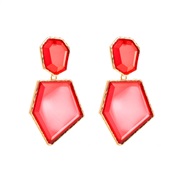 ( red)same style occidental style fashion Irregular Alloy embed resin earring exaggerating temperament geometry brief a