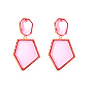 ( Pink)same style occidental style fashion Irregular Alloy embed resin earring exaggerating temperament geometry brief 