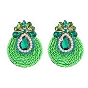 ( green)occidental style exaggerating earrings elasticity Earring super Alloy diamond ear stud Street Snap wind