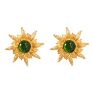 ( green)Alloy sun flower earrings occidental style retro Earring lady trend Bohemia ethnic style ear stud