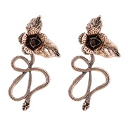 ( Gold)occidental style retro earrings Alloy flowers Earring trend exaggerating Metal snake rose elegant