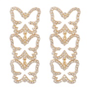 ( white)E occidental style Earring  creative hollow butterfly geometry earrings Pearl elegant fashion long style earring