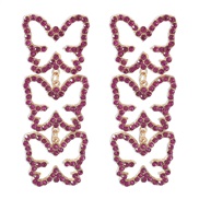 ( rose Red)E occidental style Earring  creative hollow butterfly geometry earrings Pearl elegant fashion long style ear