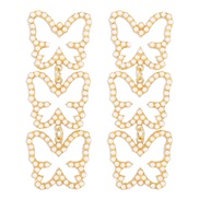 (gold +Pearl )E occidental style Earring  creative hollow butterfly geometry earrings Pearl elegant fashion long style 