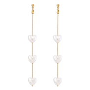 ( Gold)E personality samll temperament earrings  long style Pearl love Earring wind elegant earring woman