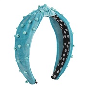 ( blue)F personality creative pure color geometry fashion Headband  velvet beads daisy sweet Headband woman