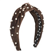 ( Dark brown)F personality creative pure color geometry fashion Headband  velvet beads daisy sweet Headband woman