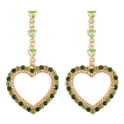 (gold +green )E occidental style wind sweet fashion love earrings woman  long style colorful diamond temperament earrin