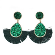 (green KCgold )occidental style occidental style ethnic style retro sector diamond tassel earrings