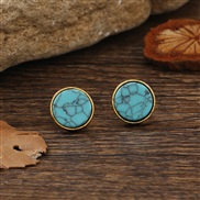 (gookin )high personality occidental style Round blue turquoise earrings Earring