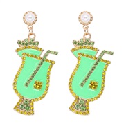 ( green)occidental style atmospheric fashion summer day fruits earrings Alloy diamond enamel ear stud woman