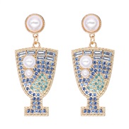 ( green)occidental style atmospheric fashion summer day fruits earrings Alloy diamond Pearl ear stud woman
