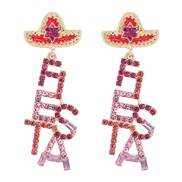 ( red)occidental style ear stud high diamond EnglishFIE trend earrings woman temperament Earring
