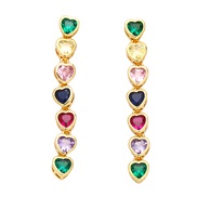 (color )occidental style  color zircon love tassel earrings woman  fashion temperament high earringserq