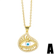 (A) retro brief eyes pendant necklace  occidental style personality geometry eyes pendant clavicle chainnkr
