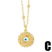 (C) retro brief eyes pendant necklace  occidental style personality geometry eyes pendant clavicle chainnkr