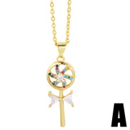 (A)embed color zircon key necklace woman personality all-Purpose clavicle chain occidental stylenkr