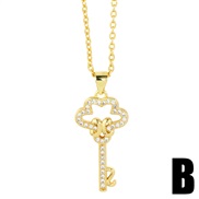 (B)embed color zircon key necklace woman personality all-Purpose clavicle chain occidental stylenkr