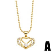 (A)occidental style wind spring summer diamond Pearl love pendant necklace woman brief all-Purpose clavicle chainnk