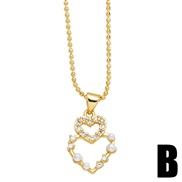 (B)occidental style wind spring summer diamond Pearl love pendant necklace woman brief all-Purpose clavicle chainnk