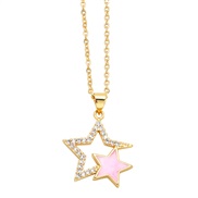( Pink)star necklace womanins samll clavicle chain temperament brief personality Five-pointed star pendantnk