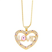 ( Pink)occidental style  EnglishOVE love necklace woman personality all-Purpose clavicle chain Peach heart pendantnk