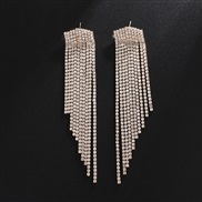 ( Gold)fashion Rhinestone claw chain long tassel earrings bride stage atmospheric EarringE