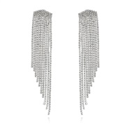 ( Silver)fashion Rhinestone claw chain long tassel earrings bride stage atmospheric EarringE