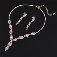(silvery + Pink)drop crystal diamond necklace earrings set  wedding bride Clothing
