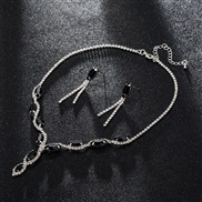 (silvery + Black )drop crystal diamond necklace earrings set  wedding bride Clothing