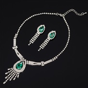 ( green)Korean style bride necklace occidental style two Rhinestone claw chain set