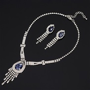 ( blue)Korean style bride necklace occidental style two Rhinestone claw chain set