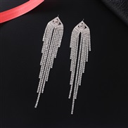 ( Silver)Korean style long style earrings temperament tassel claw chain crystal Rhinestone ear stud female bride earrin