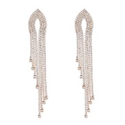 ( Gold)occidental style  Rhinestone tassel long earrings brief multilayer temperament exaggerating EarringE