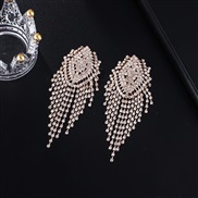 ( Gold+White Diamond )occidental style wind Rhinestone tassel woman  fashion new color big earringsE